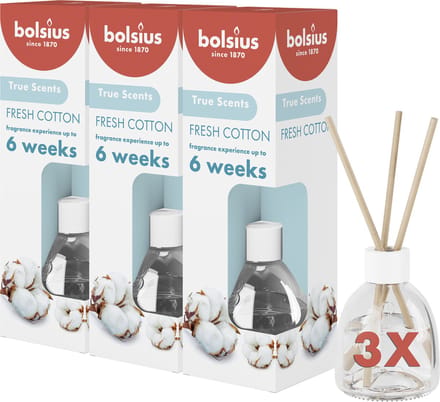 Bolsius - Geurstokjes - Fresh Cotton - 3 stuks - Voordeelverpakking - 60ml