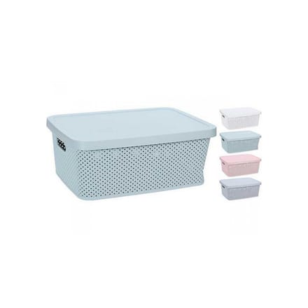 Opbergdoos 7 l met deksel 4 assorti kleuren  27,4 x 22 cm