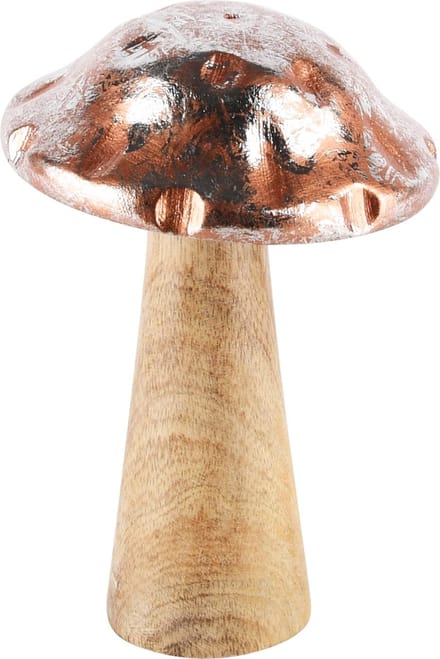 Dekoratief | Paddenstoel 'Copper Brushed', aluminium/hout, 9x9x14cm | A248112