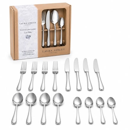 Laura Ashley Bestek - Bestekset 16-delig glans - 18/10