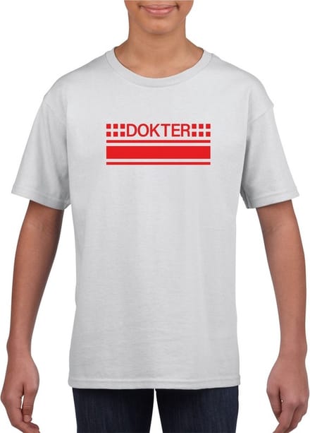 Dokter logo wit shirt voor kinderen - Hulpdiensten verkleedkleding 146/152