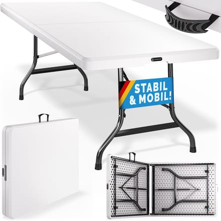 Casaria Tuintafel Opvouwbaar – met Draaggreep 220x70 cm – Wit