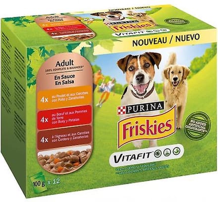 FRISKIES Natvoer van vlees en groente in gelei- 12x 85g