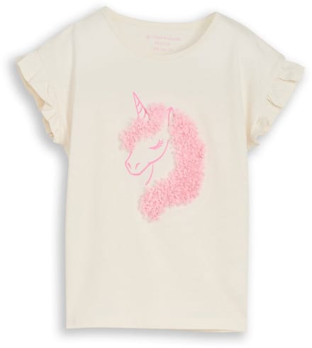 Tom Tailor - T-shirt met tule detail - Maat 128/134 - Wool White