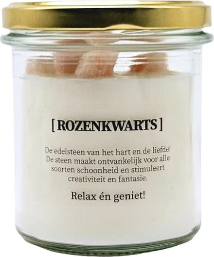 DIY pakket - Kaars met edelsteen en geurdecoratie - Rozenkwarts