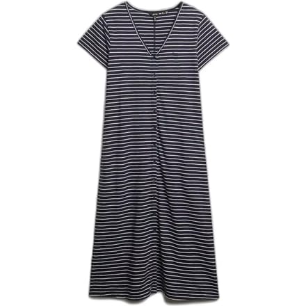 Superdry - Jersey midi-jurk met korte mouwen en knoopsluiting - Dames - Jurken