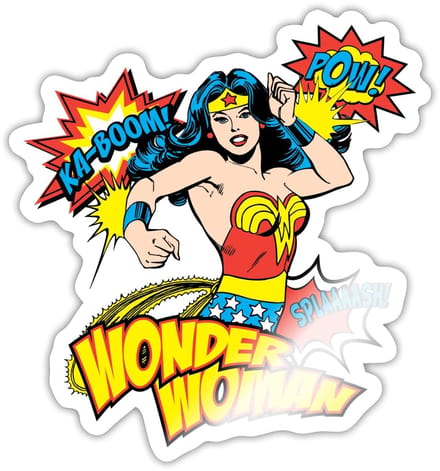 DC Comics Wonder Woman Retro Sticker maat S (10 x 10 cm)