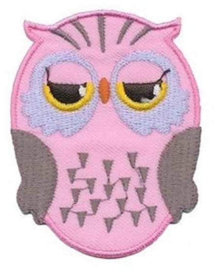 Strijkembleem - Patch - Uil pastel roze - 5,5 x 7 cm