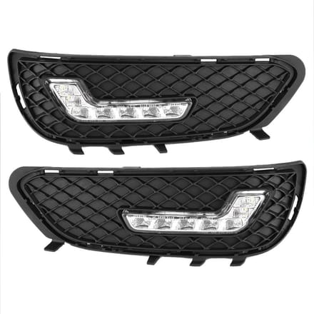 Lumière de jour LED DRL en forme de L Compatible pour Mercedes Benz Classe E W212 E180 E200 E260 E320 E400 2009 2010 black