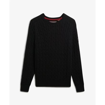 Superdry Slouchy Kabeltrui Black Grootte: 44