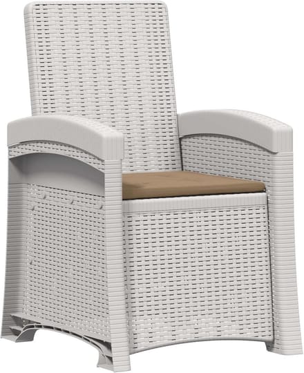 vidaXL - Ligstoel - Rieten - Look - Wit - en - Taupe - PP