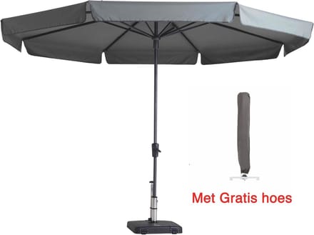 Parasol rond lichtgrijs 350 cm met hoes