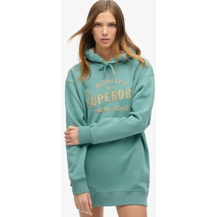 Superdry - Luxe jurk met capuchon en metallic logo - Dames - Jurken