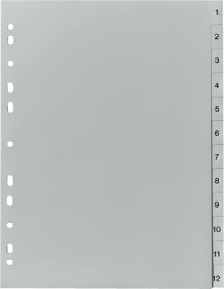 Ordnerregister A4 1-12 PP grau
