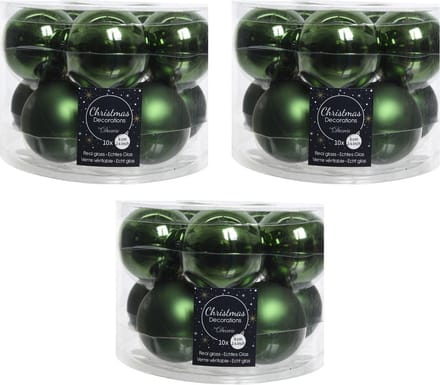Decoris Kerstballen set - 30x stuks - donkergroen - glas - 6 cm - glans en mat - kerstversiering