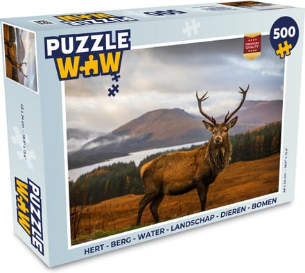 Puzzel Hert - Berg - Water - Landschap - Dieren - Bomen - Legpuzzel - Puzzel 500 stukjes