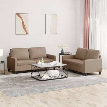 vidaXL - 2-delige - Loungeset - met - kussens - kunstleer - cappuccino