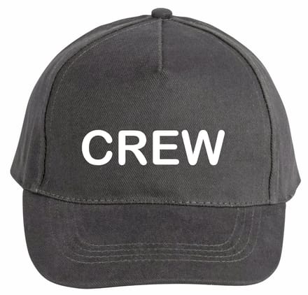 Mijncadeautje - 5 panel - Cap - Verstelbaar - Pet van 100% dik geborsteld katoen- unisex - opdruk wit - Crew - chique grijs