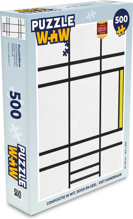 Puzzel Compositie in wit, rood en geel - Piet Mondriaan - Legpuzzel - Puzzel 500 stukjes