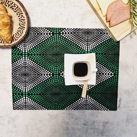 Placemats Set van 4 | 100% Katoen Geweven 40x30cm | ''Mudcloth'' geïnspireerde Wasbare Boho Stoffen Placemats