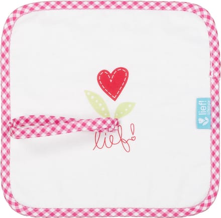 Lief ! - Speendoekje/ knuffeldoekje - Wit met roze - 23 x 23 CM