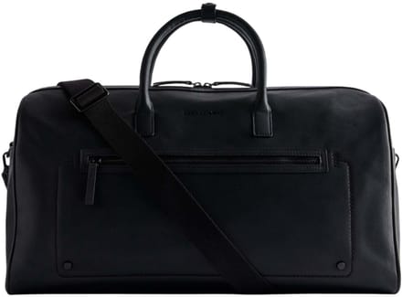 Ted Baker Leren reistas LANDERS Recycled Leather Holdall Black zwart
