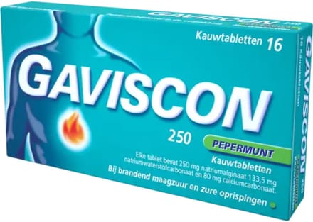 Gavison Pepermunt Kauwtabletten 250 mg - Maagzuurremmers - 3 x 16 stuks