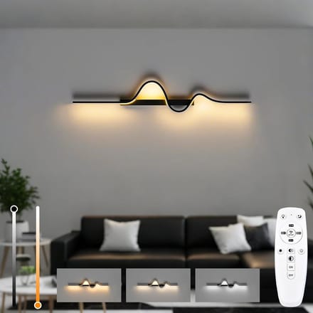 Wandlamp - Zwart - 60 CM - Dimbaar LED met Afstandsbediening - Voor Binnengebruik