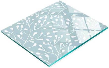 Decoratieve keukensnijplank van gehard glas met witte knoppen, 60x52 cm
