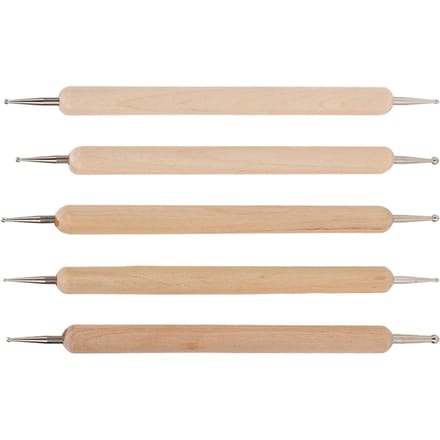 5 Stuks Dubbelzijdige Teken- en Stippelstylus Stevige Greep DIY Graveerstylus Set voor het Maken van Klei Aardewerk beige