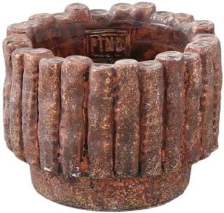 PTMD Elza Brown Cement Pot Round Organic Lines S