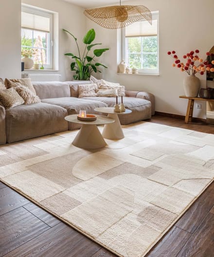Japandi vloerkleed - Ridge Elv crème/beige 80x150