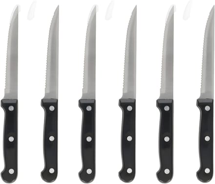 Gerimport vlees / steak messen - 2x - RVS - bakeliet handvat - 21 cm - scherpe messen