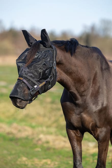 Epplejeck Vliegenmasker Epplejeck Ejafneembare Neusflap Zwart - SHETLANDER