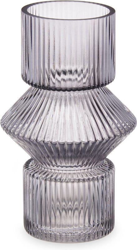 Vaas van geribbeld glas, 9,5 x 16,5 cm