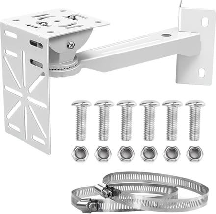 Camera Montagebeugel - Paalbevestiging - Buitenbeveiliging - Verstelbare Ringen - 30x10x15.5 cm - Wit