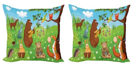 ABAKUHAUS Egel Kussenhoes Set – 2x50x50 cm – Dubbelzijdig bedrukt – Multicolor – Rits