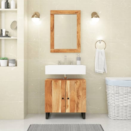 vidaXL - Spiegel - 70x50 - cm - massief - acaciahout - en - glas
