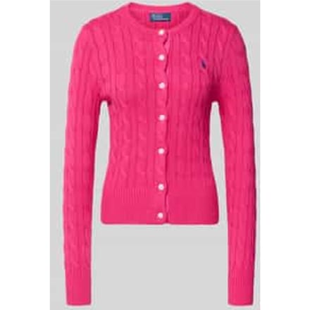 Slim fit gebreid jack met gestikt logo