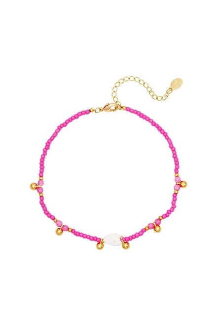Jomide Enkelbandje Shell Kermis - Fuchsia Roze