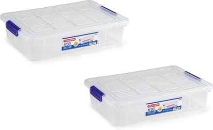 PlasticForte Opbergbox met deksel - 2x - 5 liter - organizer - transparant - opberger - 26 x 40 x 8,5 cm