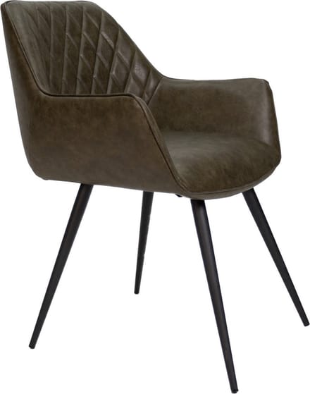 Eetkamerstoel - Groen - Kunstleer - Metalen poten - Zithoogte 49cm