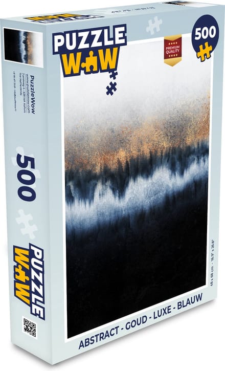 Puzzel Abstract - Goud - Luxe - Blauw - Legpuzzel - Puzzel 500 stukjes