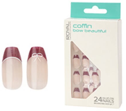 Royal Cosmetics | Salon Nails Coffin Bow Beautiful - incl. nailglue - 24 stuks