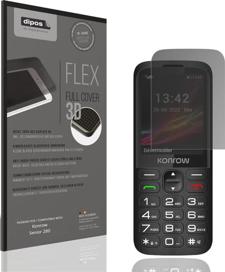 dipos FLEX – Matte Privacy Screenprotector geschikt voor Konrow Senior 280 | Volledige Schermbescherming | Case-Friendly
