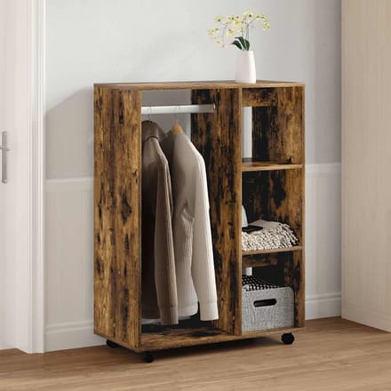 vidaXL - Kledingkast - 80x40x110 - cm - bewerkt - hout - gerookt - eikenkleurig