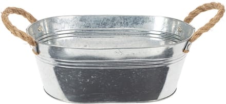 Ovale tinnen schaal, zilverkleurig, 30 cm x 17 cm x 10 cm