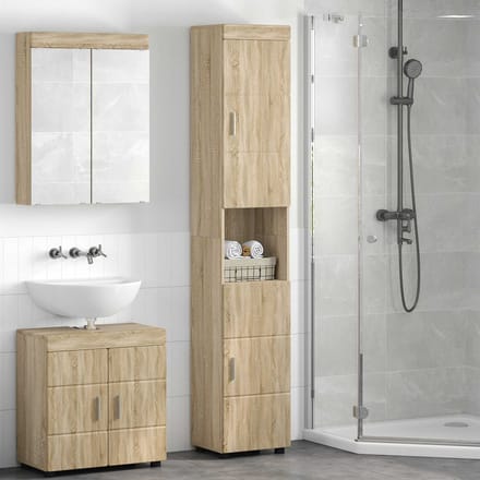 vidaXL - Badkamerkast - set - TULUM - Sonoma - Eik - 37 - x - 31,5 - x - 203 - cm