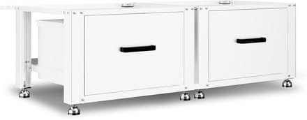 Bodo® - Wasmachine Verhoger - Dubbel - Kast - Ombouw met Lade - Wit - 124x58x44-48cm