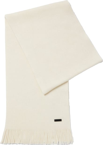 BOSS sjaal Albas Knitted Scarf Open White crème